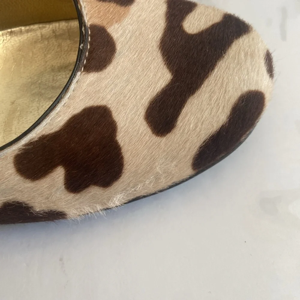Luxury Giuseppe Zanotti Calf Hair Heel Pump Brown Tan Animal Print Fur Women's 5